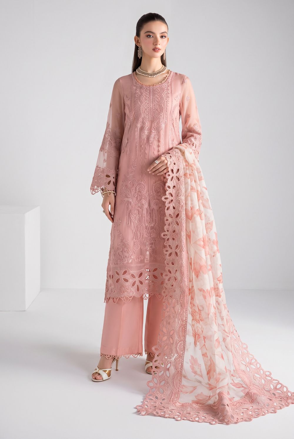 Blush Embroidered Unstitched Suit
