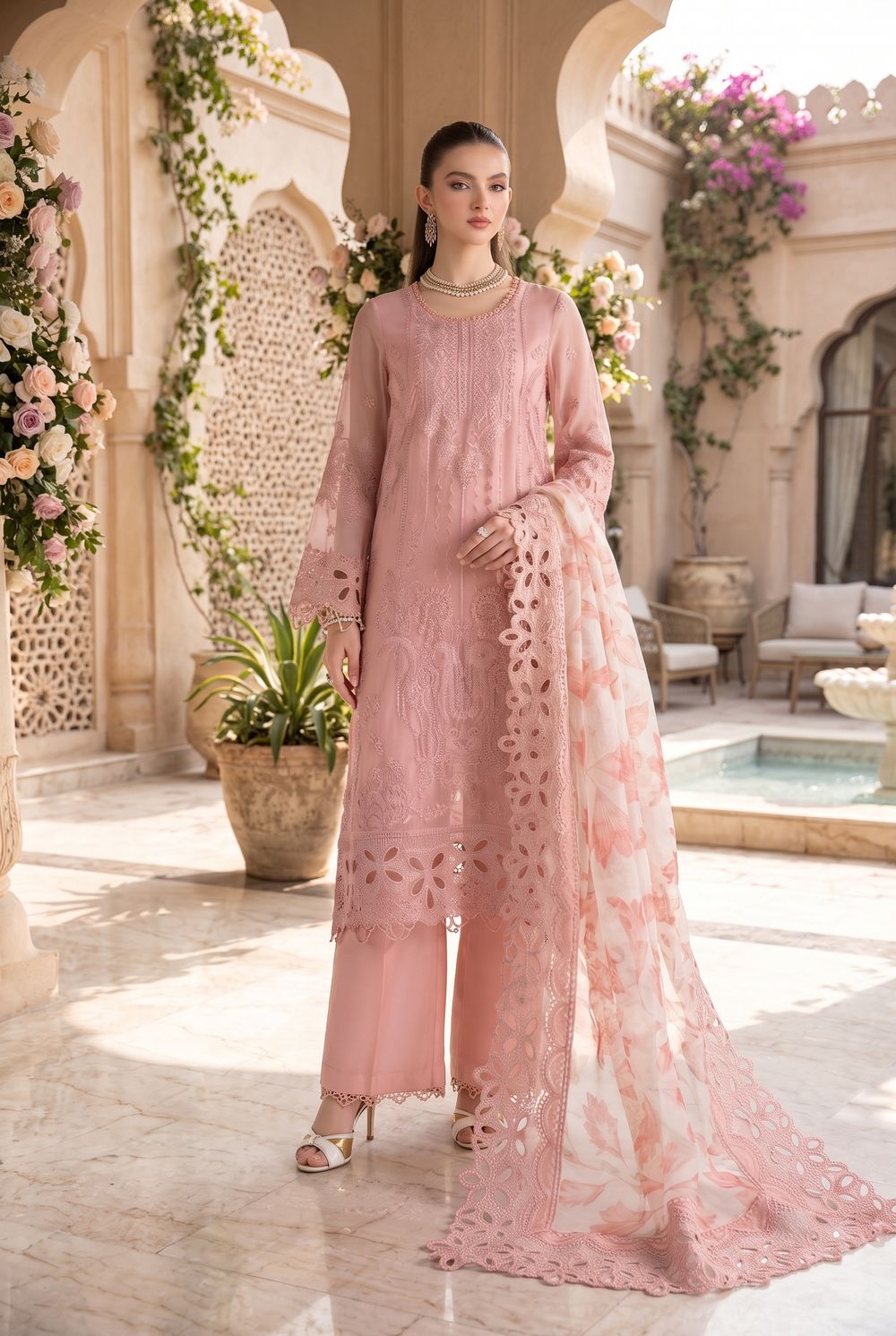 Blush Embroidered Unstitched Suit