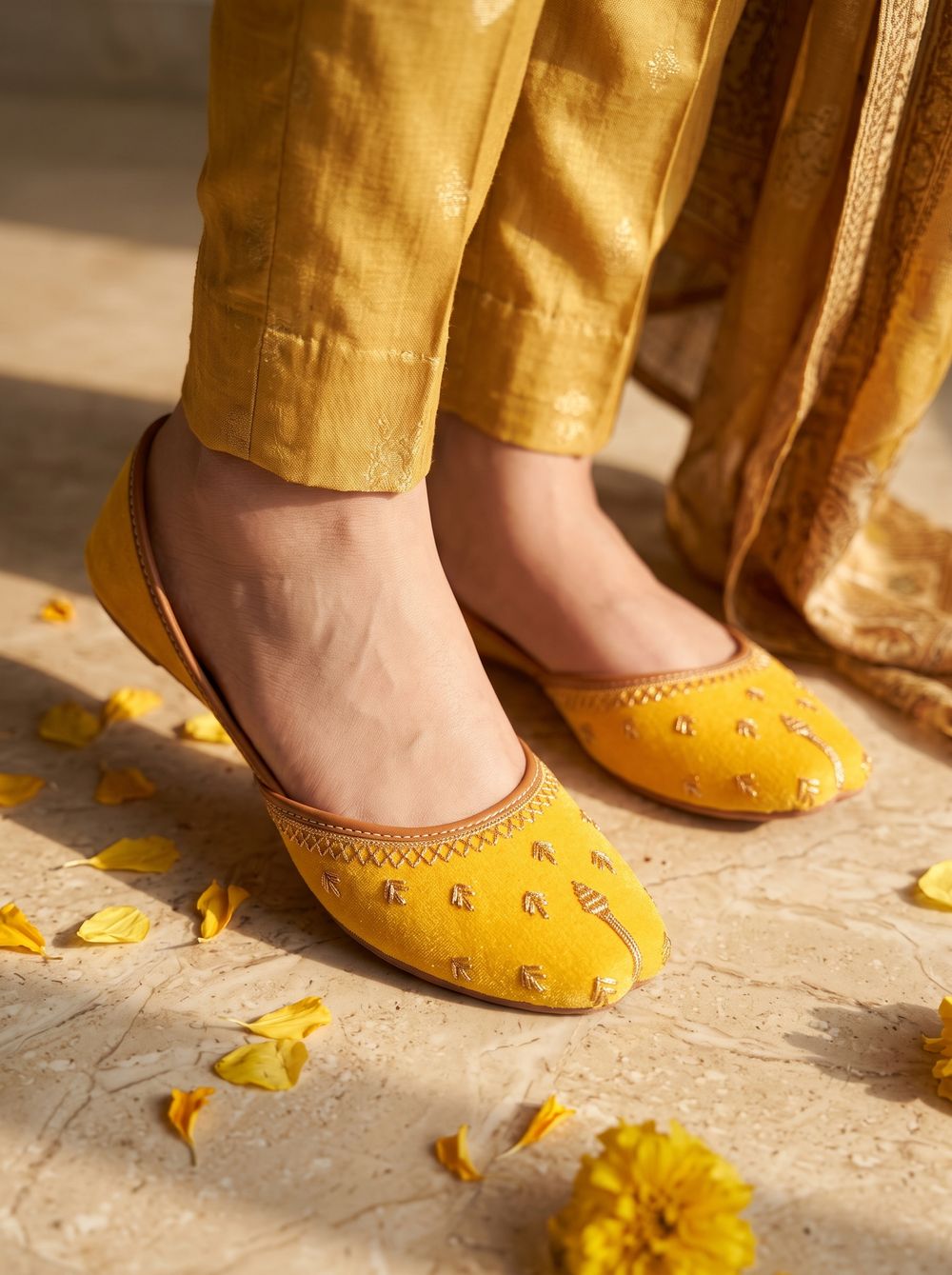 Marigold Embroidered Khussa