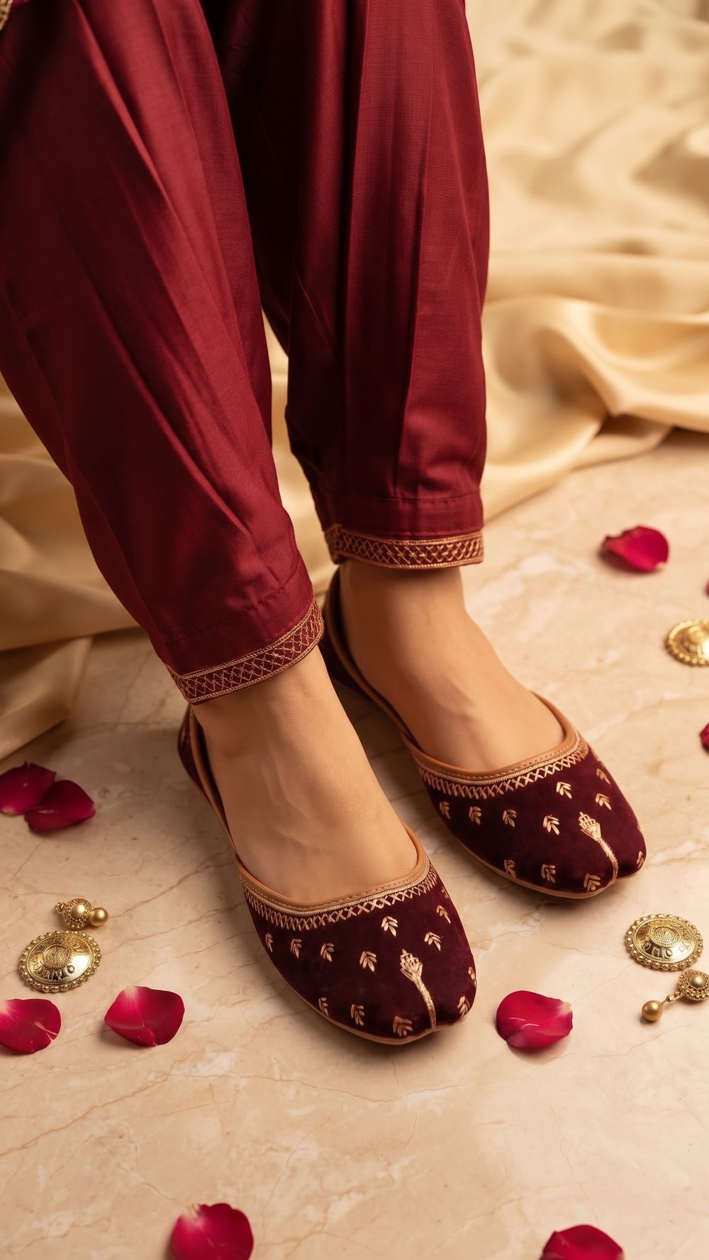 Maroon Embroidered Khussa