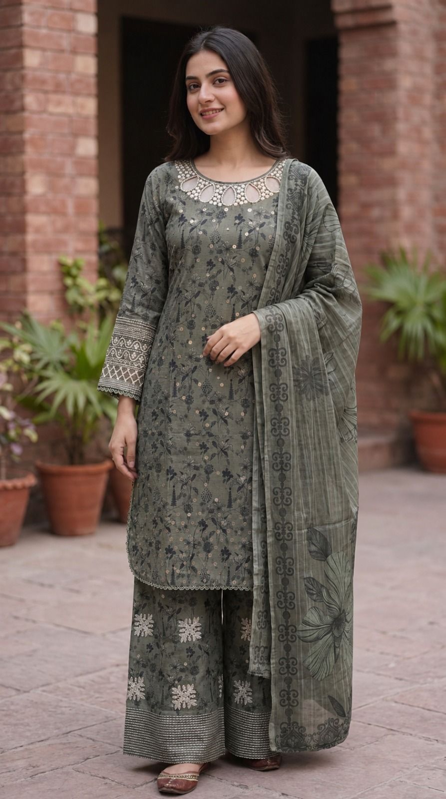 Slate Embroidered Formal