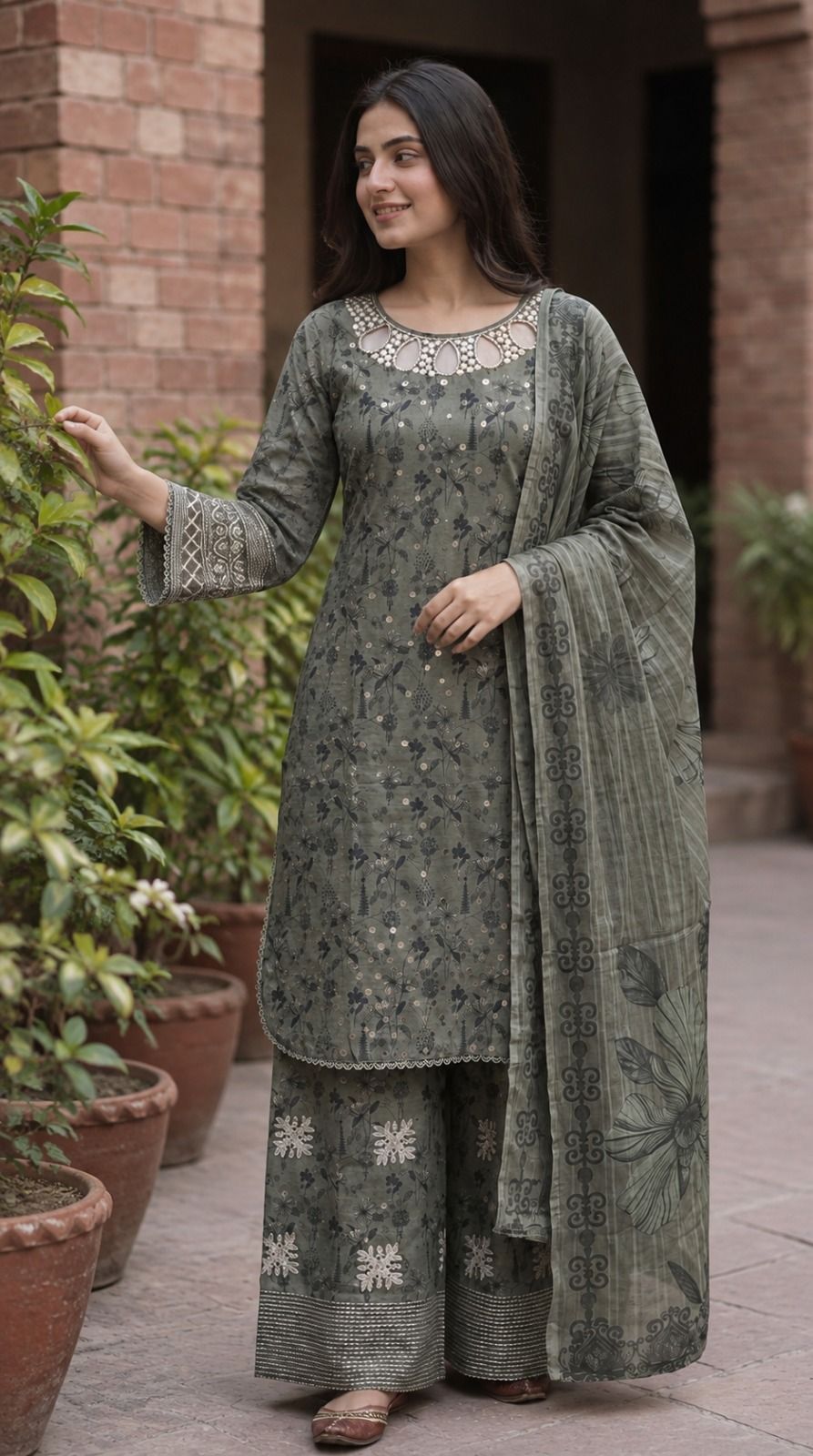 Slate Embroidered Formal
