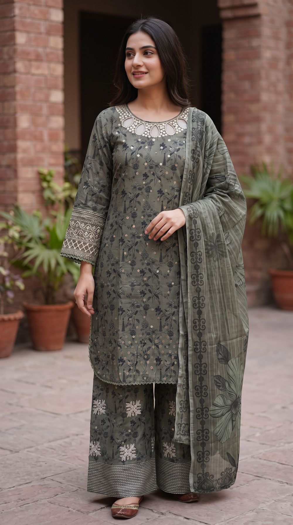 Slate Embroidered Formal